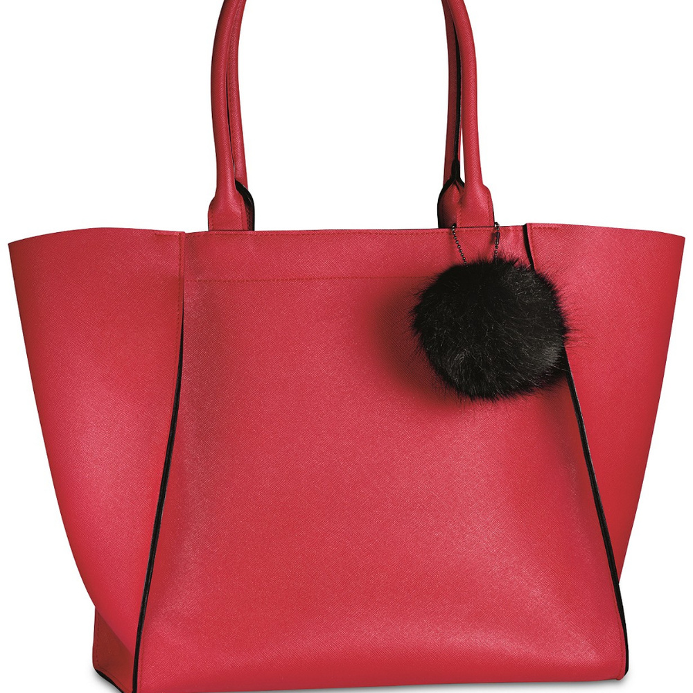 NEW! ELIZABETH ARDEN TOTE W/ FAUX POMPOM KEYCHAIN
